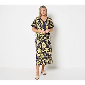 Stan Herman Women's Plus Sz Dress 2X Paris Garden Brushed Cozy Yellow A373447